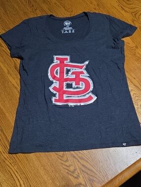 47 Womens Black Tee with Red Cardinals Logo